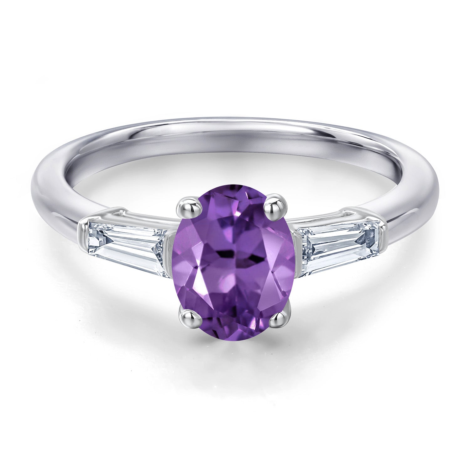 Amethyst and Lab Grown Diamond_6_Ring in 925 Sterling Silver