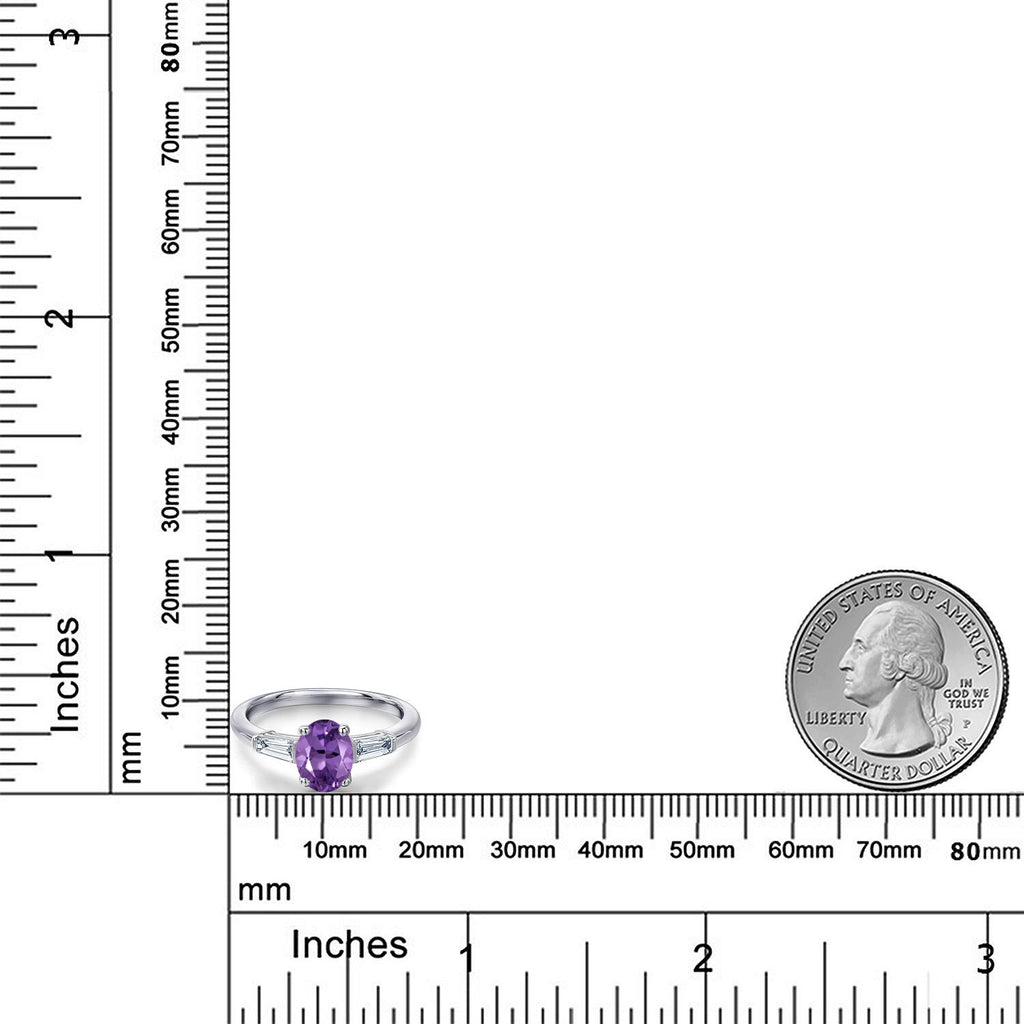 Amethyst and Lab Grown Diamond_6_Ring in 925 Sterling Silver