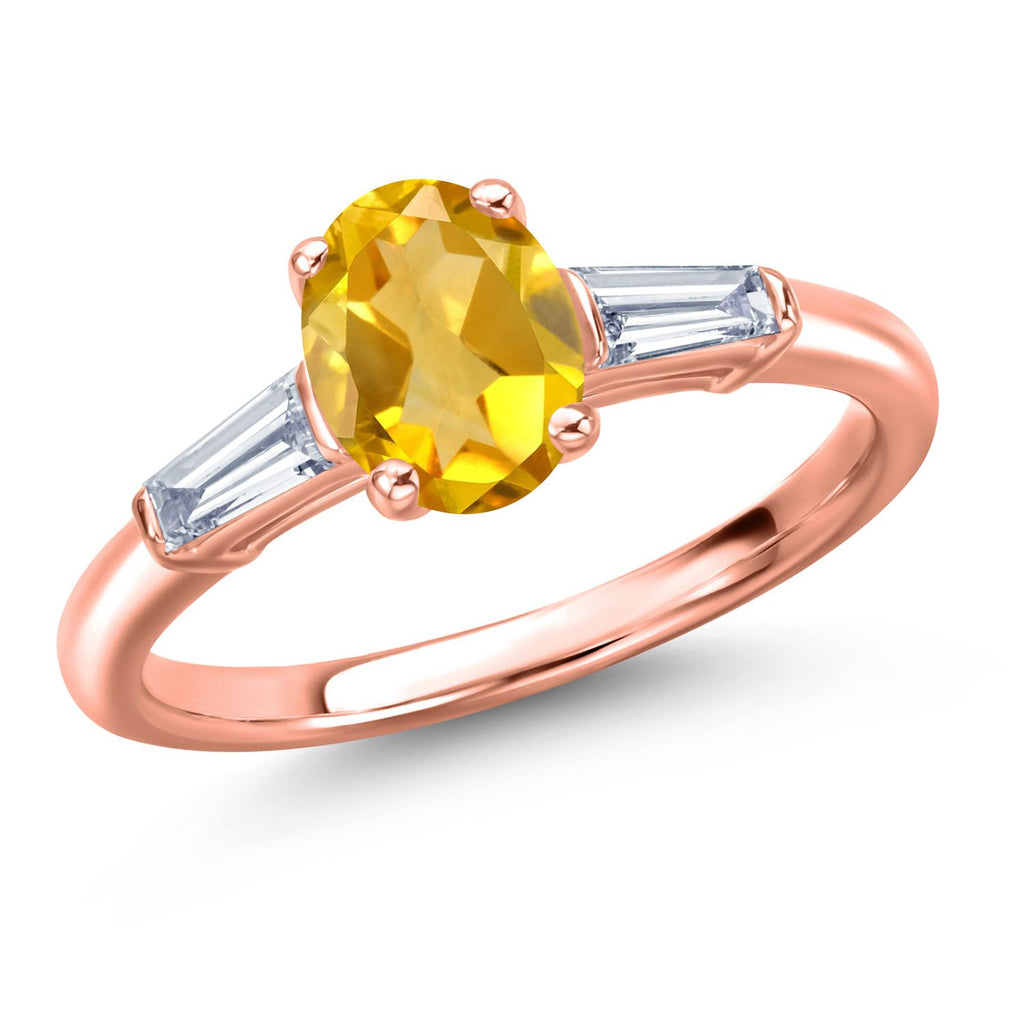 Citrine - November_8_Ring in 925 Rose Gold Plated Silver
