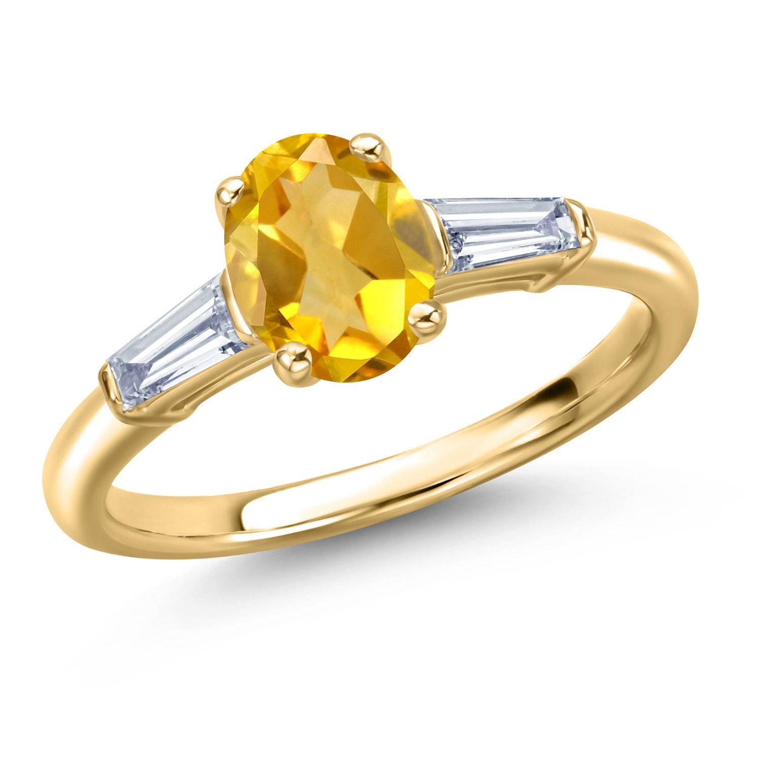 Citrine - November_5_Ring in 925 Yellow Gold Plated Silver