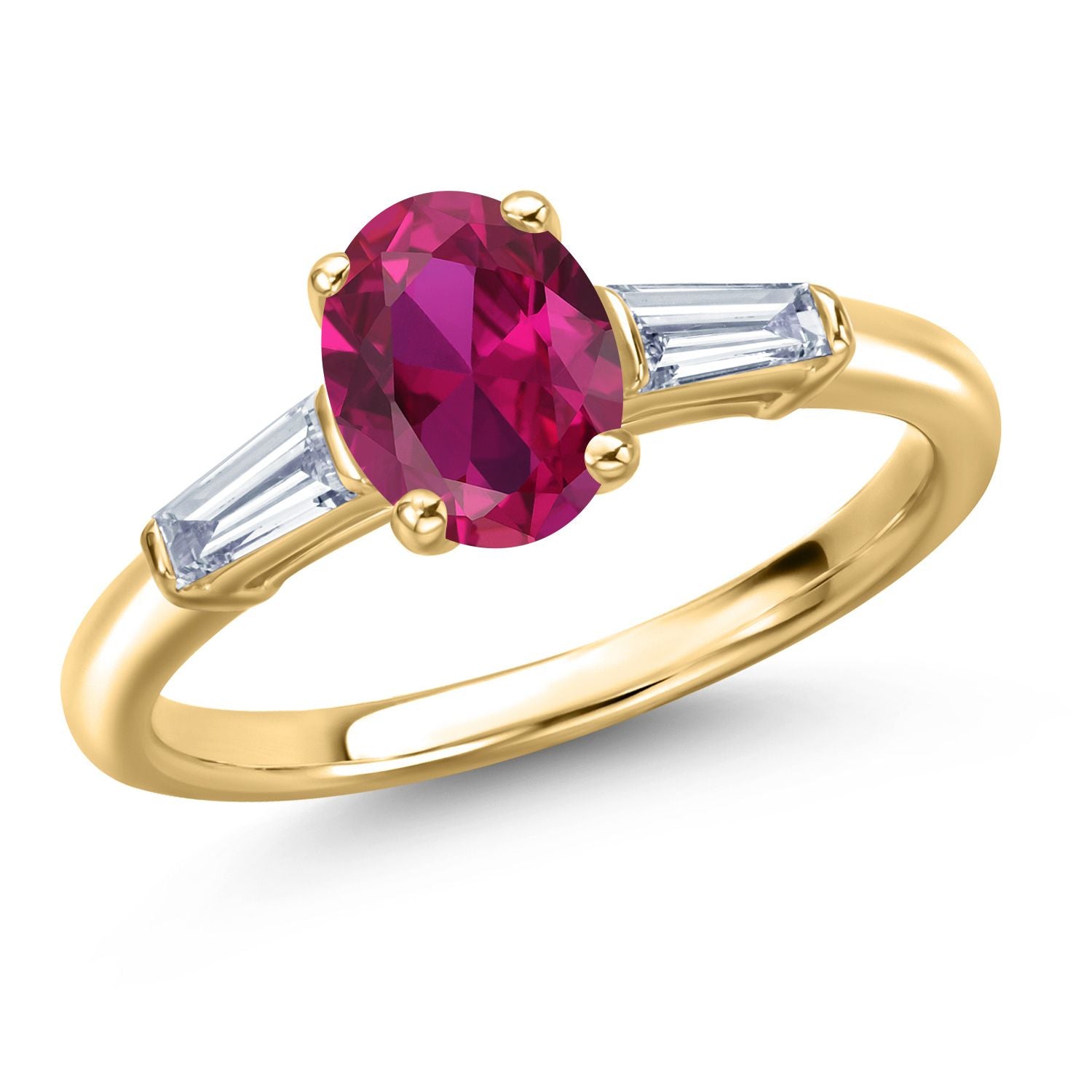 Created Ruby - July_7_Ring in 925 Yellow Gold Plated Silver