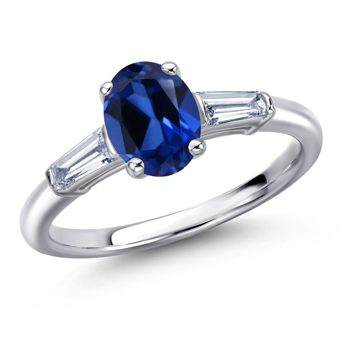 Blue Created Sapphire - September_5_Ring in 925 Sterling Silver