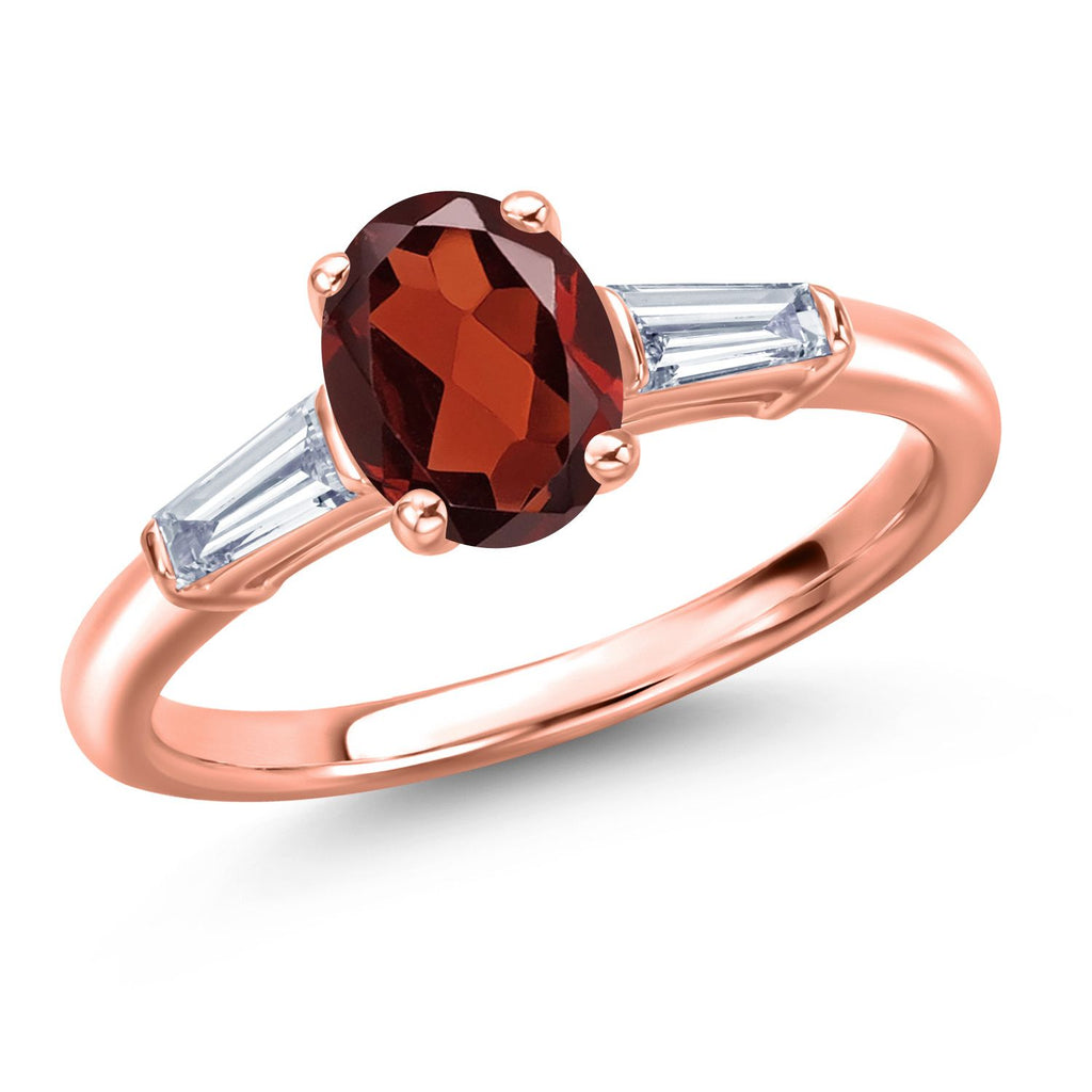 Garnet - January_8_Ring in 925 Rose Gold Plated Silver