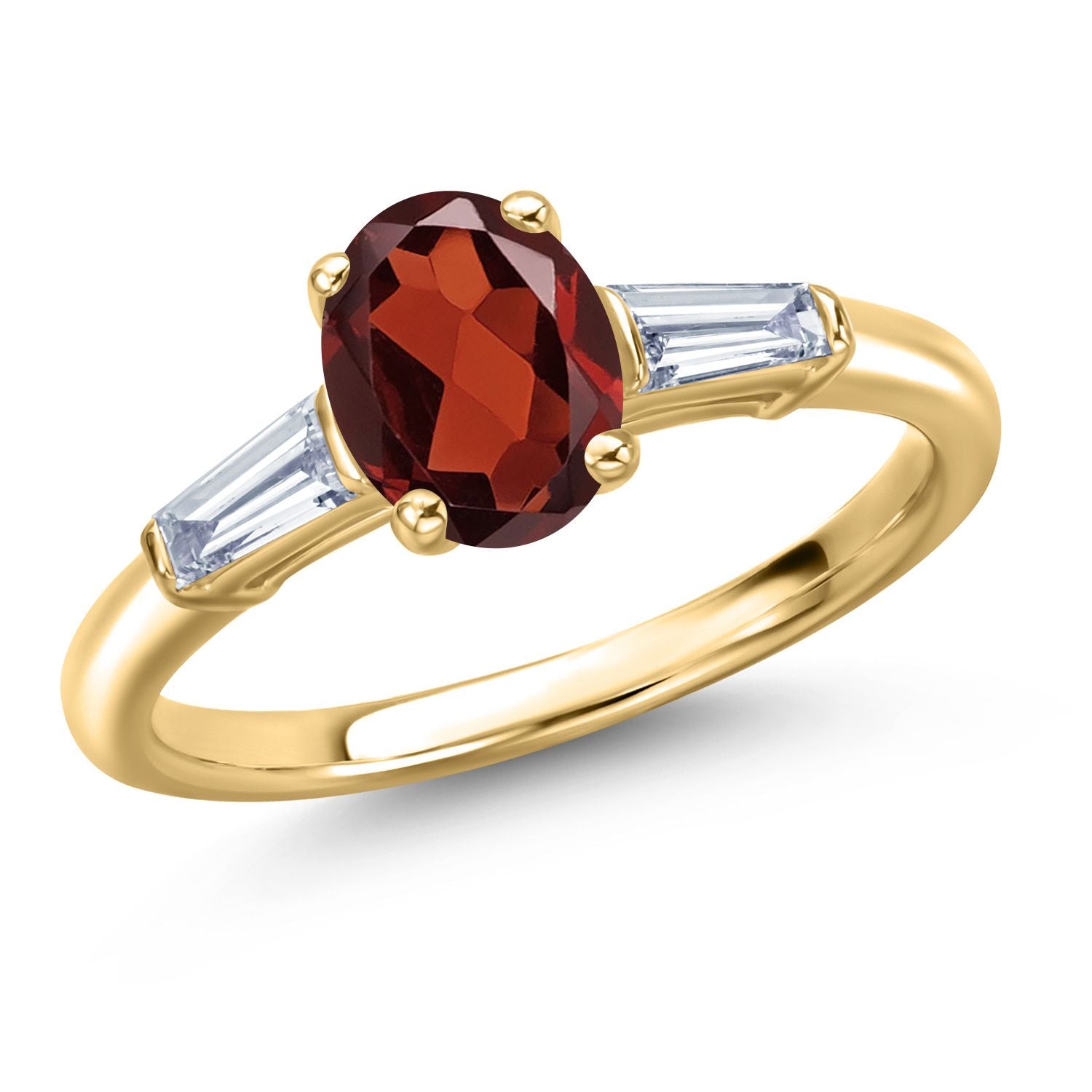 Garnet - January_8_Ring in 925 Yellow Gold Plated Silver