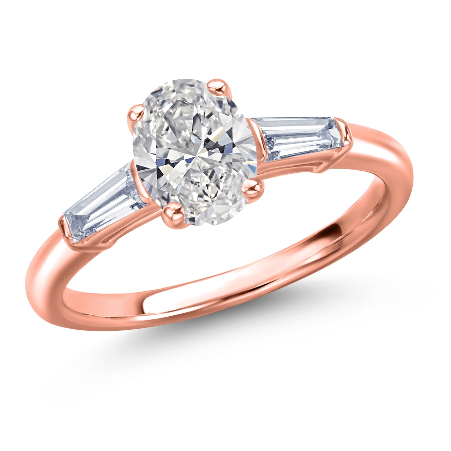 White Lab Grown Diamond - April_8_Ring in 925 Rose Gold Plated Silver