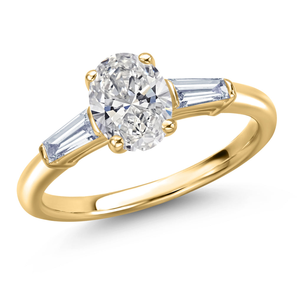 White Lab Grown Diamond - April_5_Ring in 925 Yellow Gold Plated Silver
