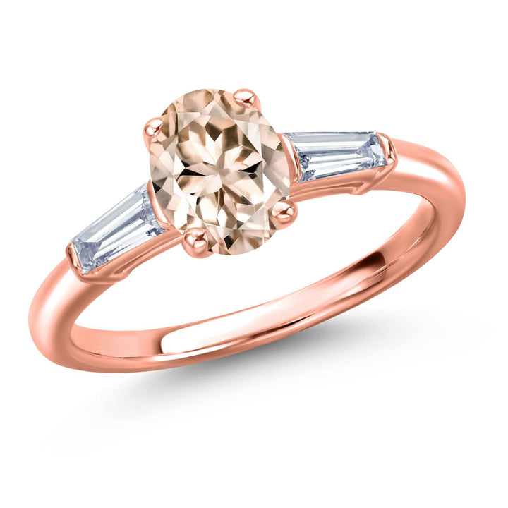Morganite - October_5_Ring in 925 Rose Gold Plated Silver