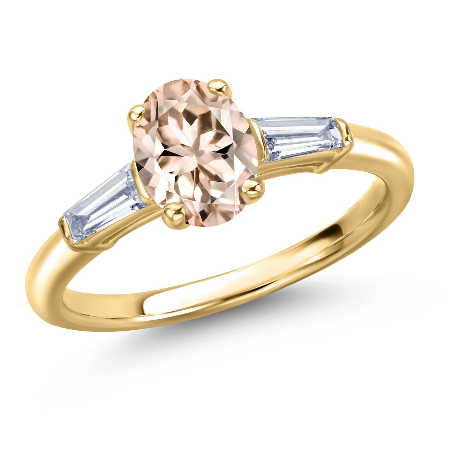 Morganite - October_8_Ring in 925 Yellow Gold Plated Silver