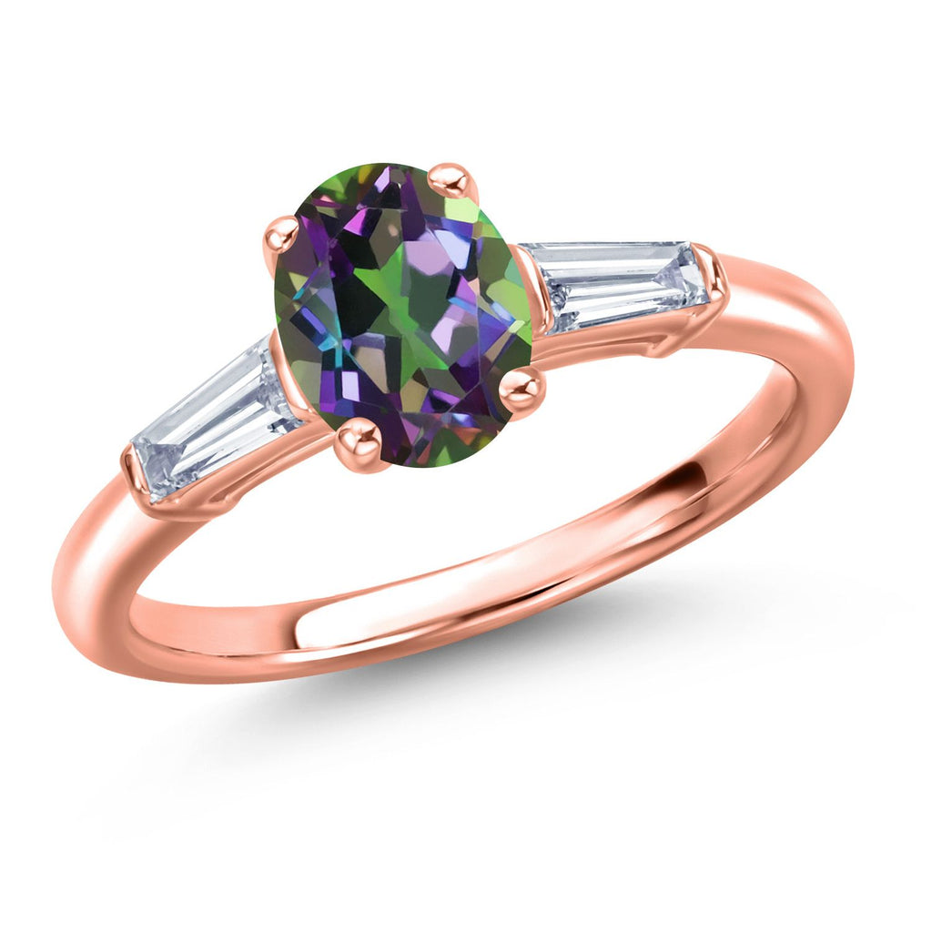Green Mystic Topaz_9_Ring in 925 Rose Gold Plated Silver