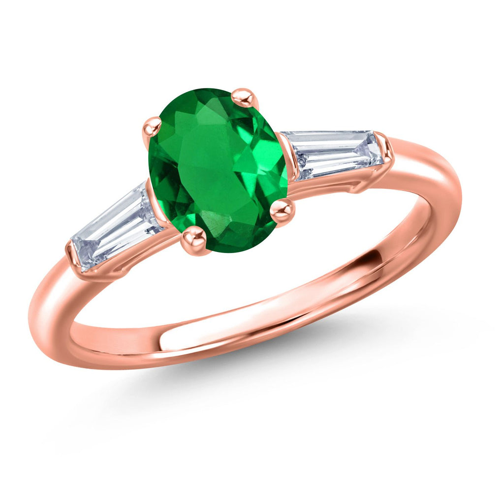 Nano Emerald - May_5_Ring in 925 Rose Gold Plated Silver