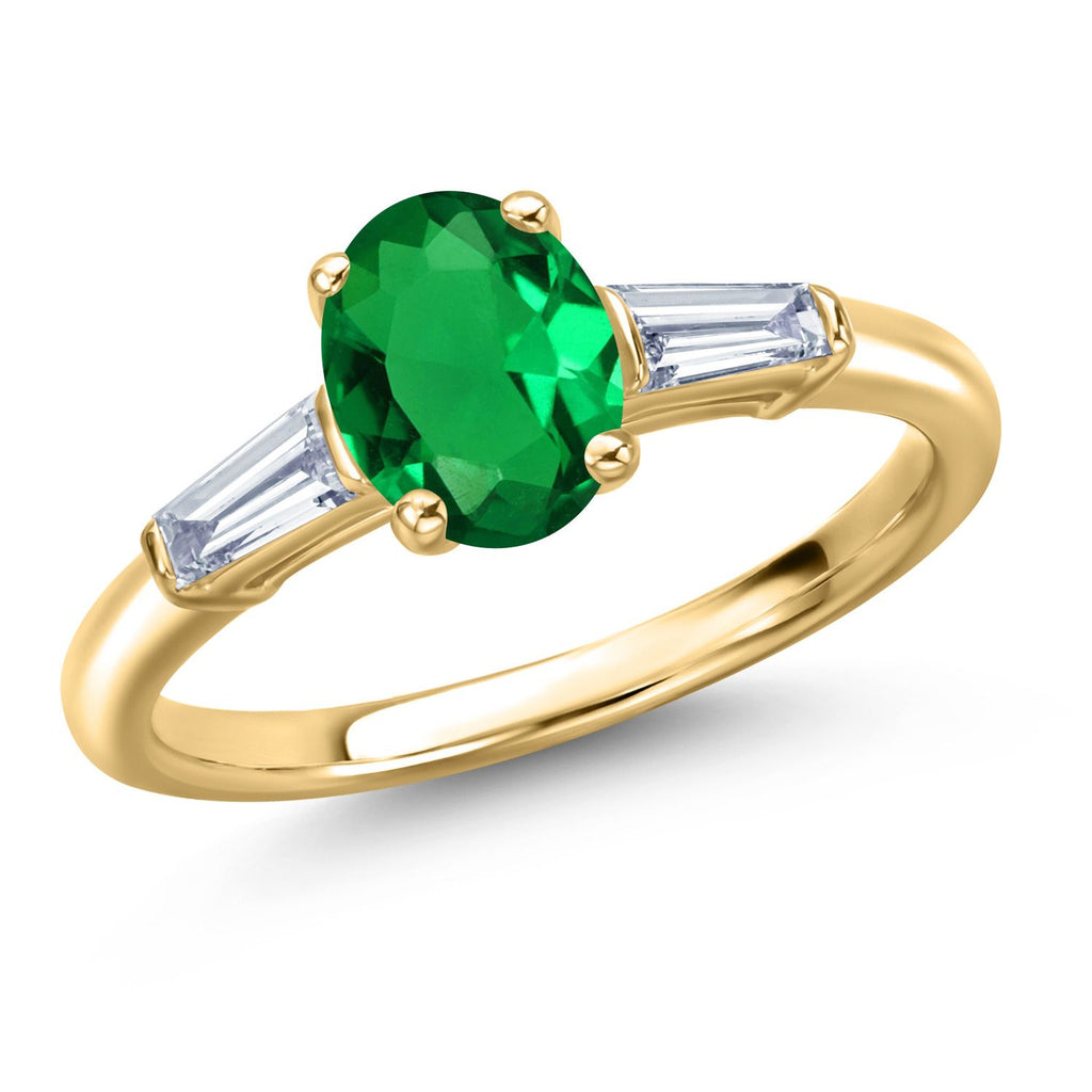 Nano Emerald - May_5_Ring in 925 Yellow Gold Plated Silver