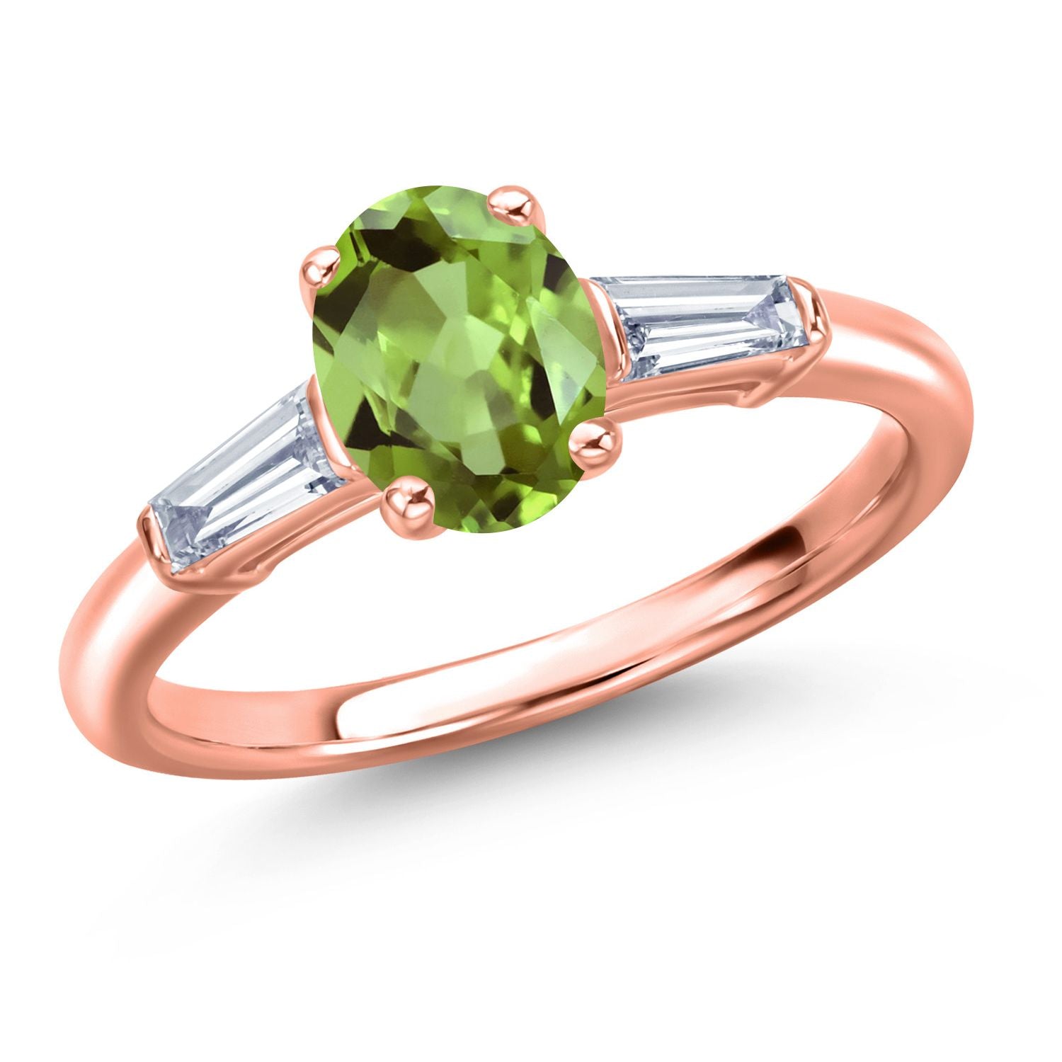 Peridot - August_9_Ring in 925 Rose Gold Plated Silver