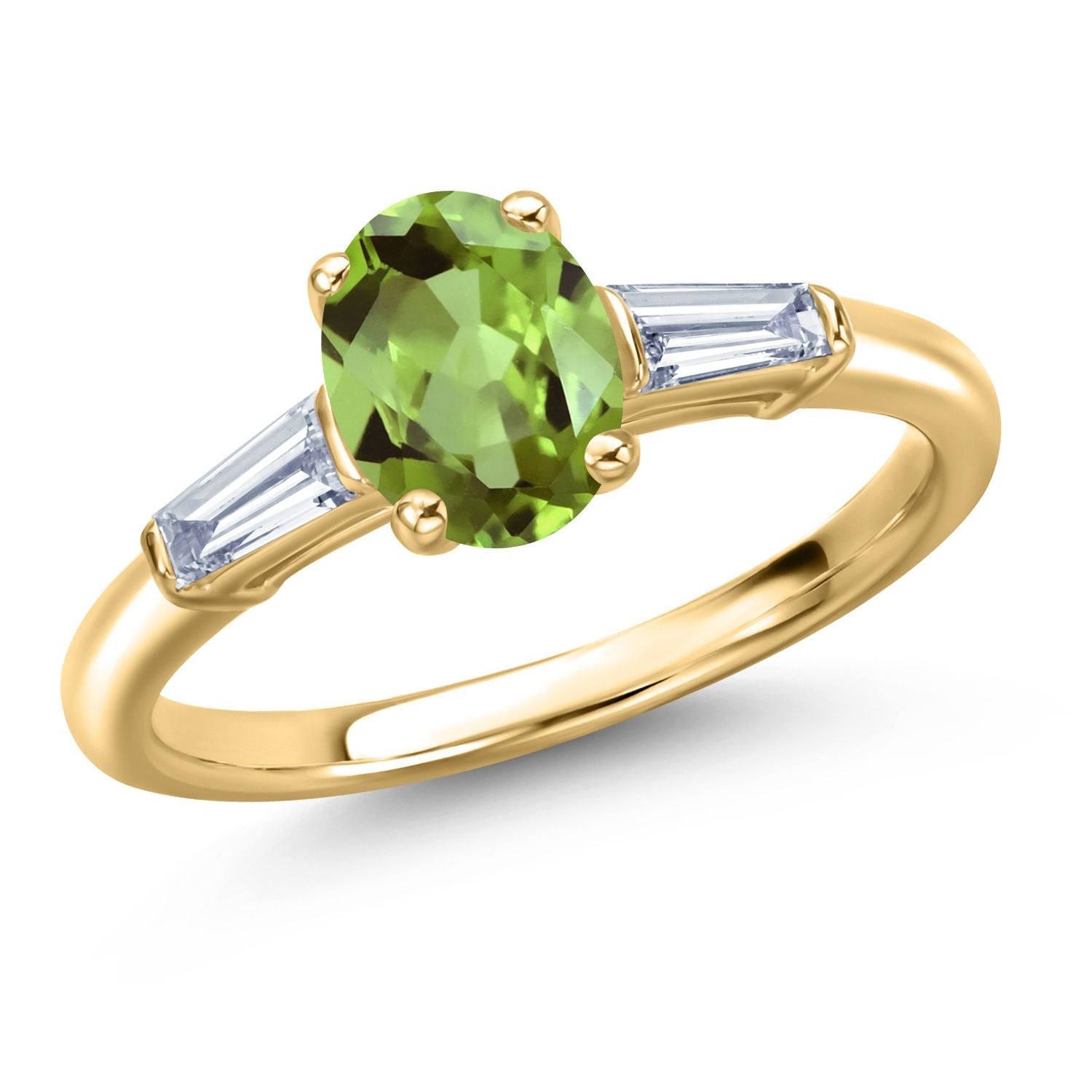 Peridot - August_8_Ring in 925 Yellow Gold Plated Silver