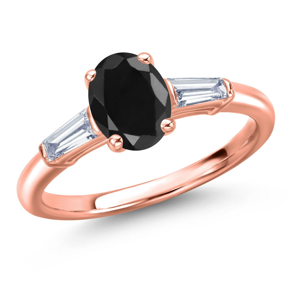 Black Sapphire - September_8_Ring in 925 Rose Gold Plated Silver
