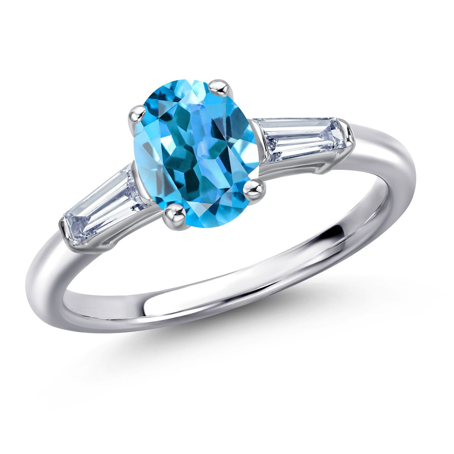 Swiss Blue Topaz - November_8_Ring in 925 Sterling Silver