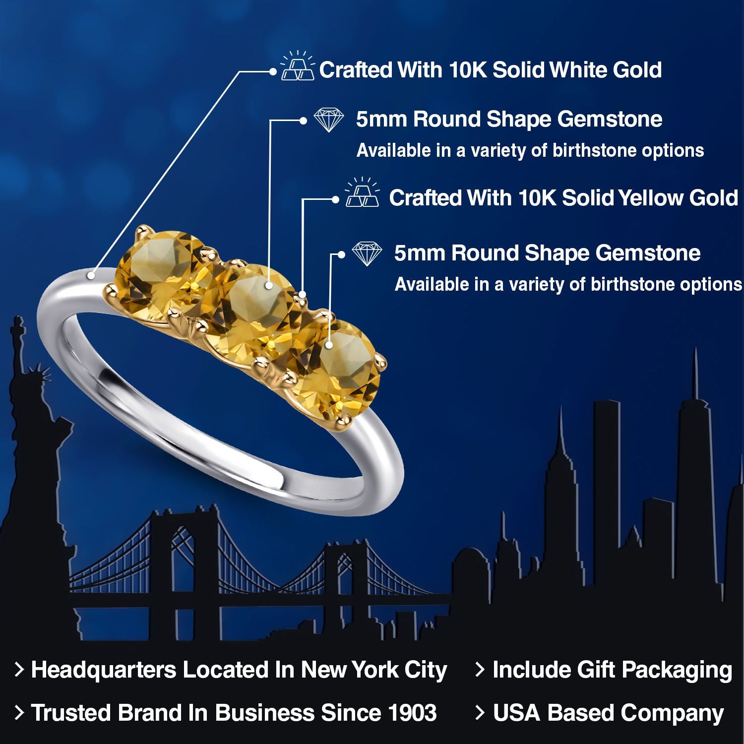 Ring in 10K Two Tone Gold