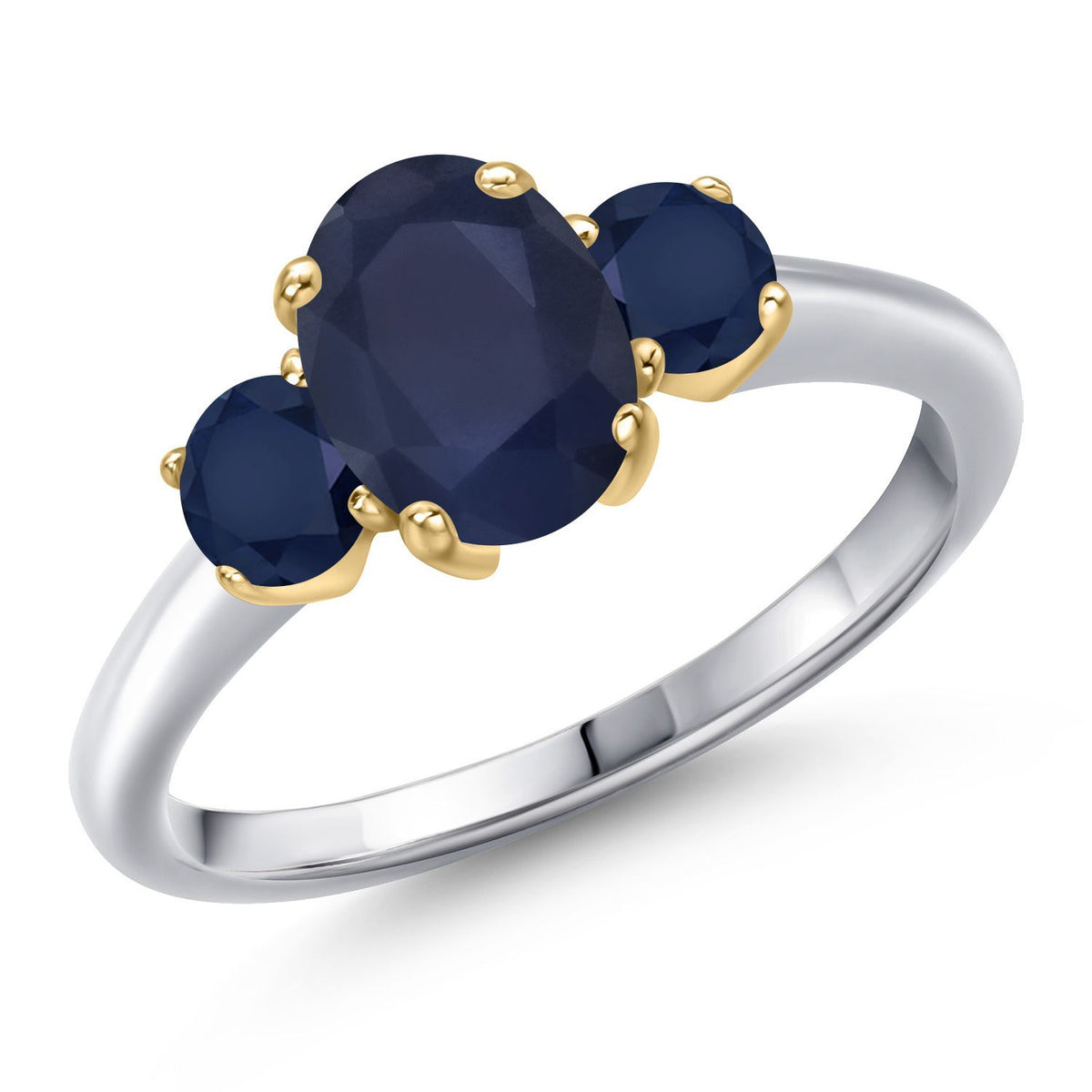 10K Two Tone Gold Blue Sapphire Engagement Ring For Women Cttw