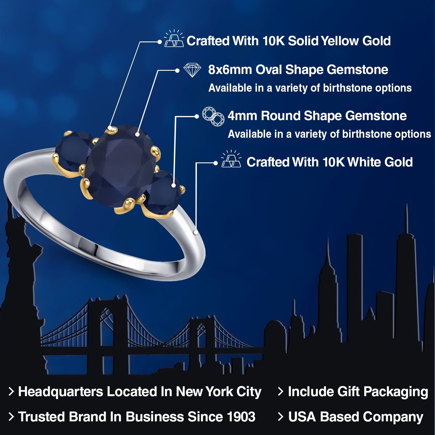 Ring in 10K Two Tone Gold