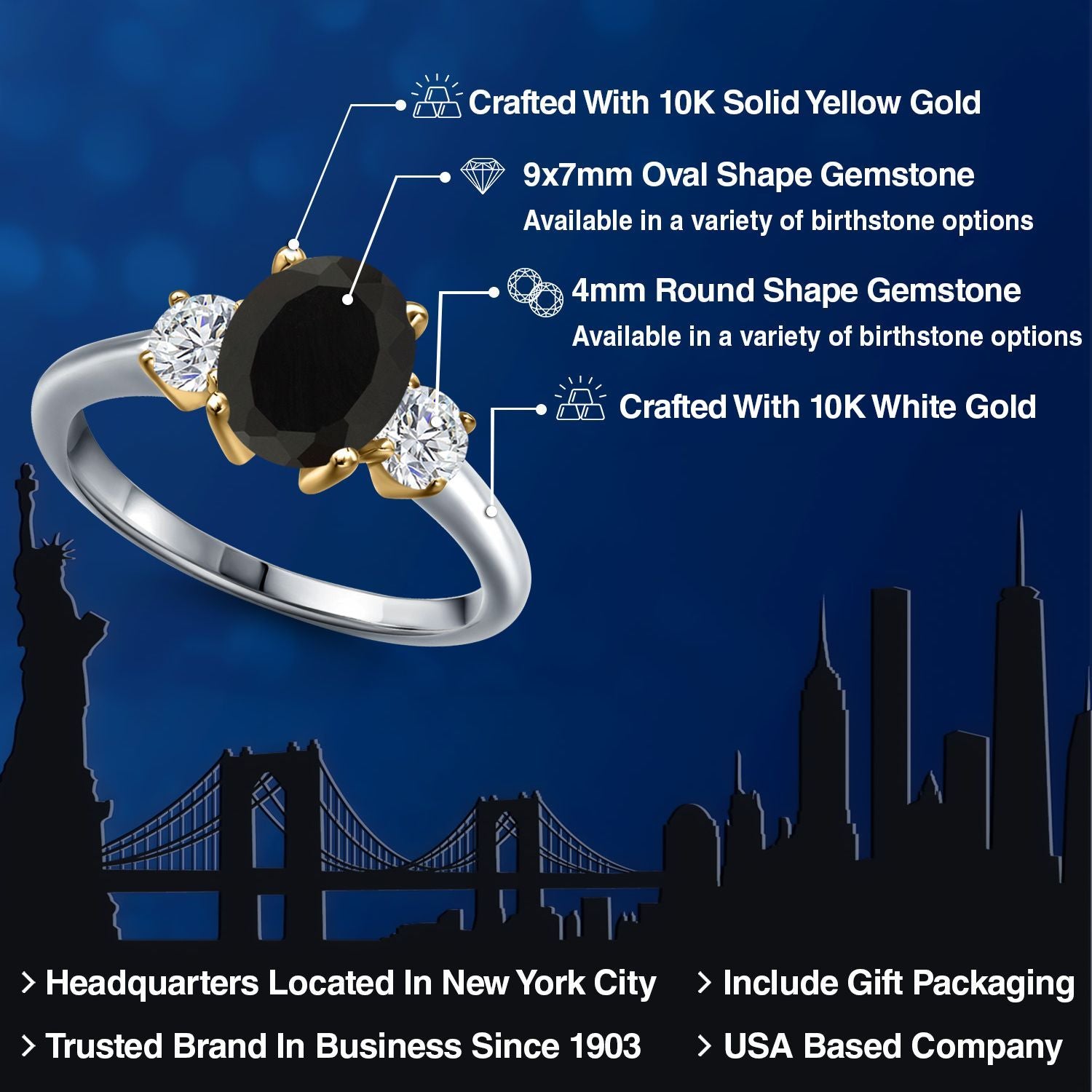 Ring in 10K Two Tone Gold