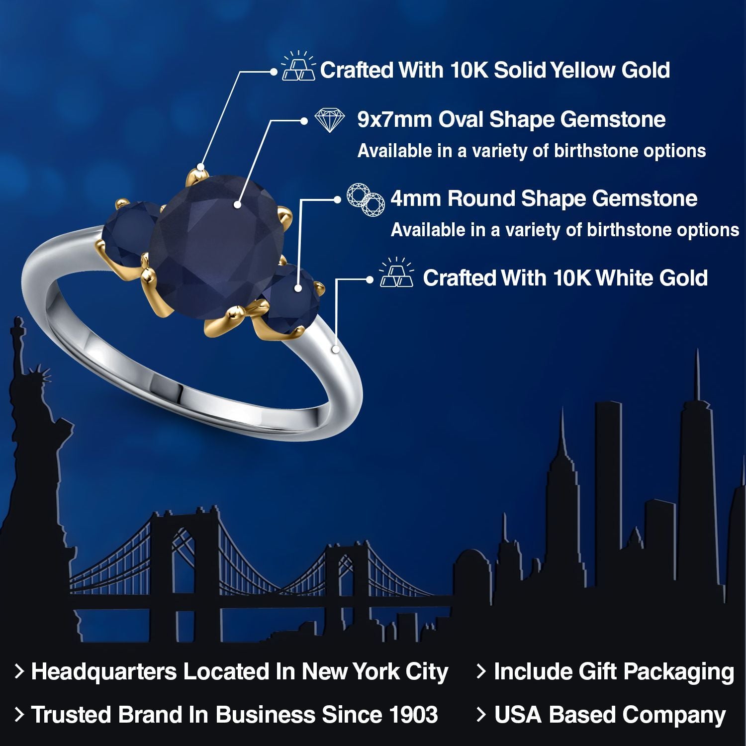 Ring in 10K Two Tone Gold