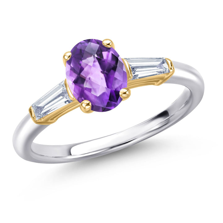 Amethyst-Checkerboard - February_5_Ring in 10K Two Tone Gold