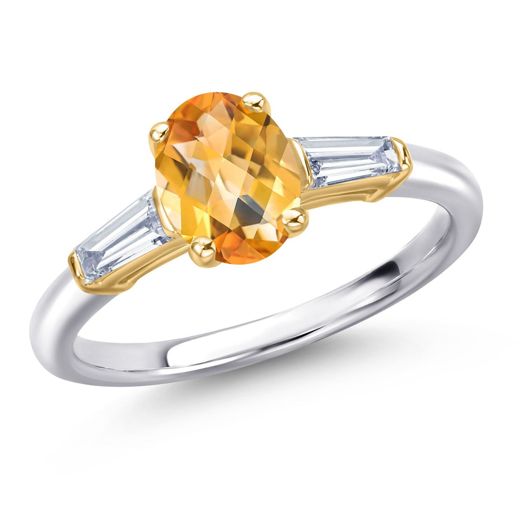 Citrine-Checkerboard - November_7_Ring in 10K Two Tone Gold