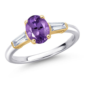 Amethyst and Lab Grown Diamond_5_Ring in 10K Two Tone Gold