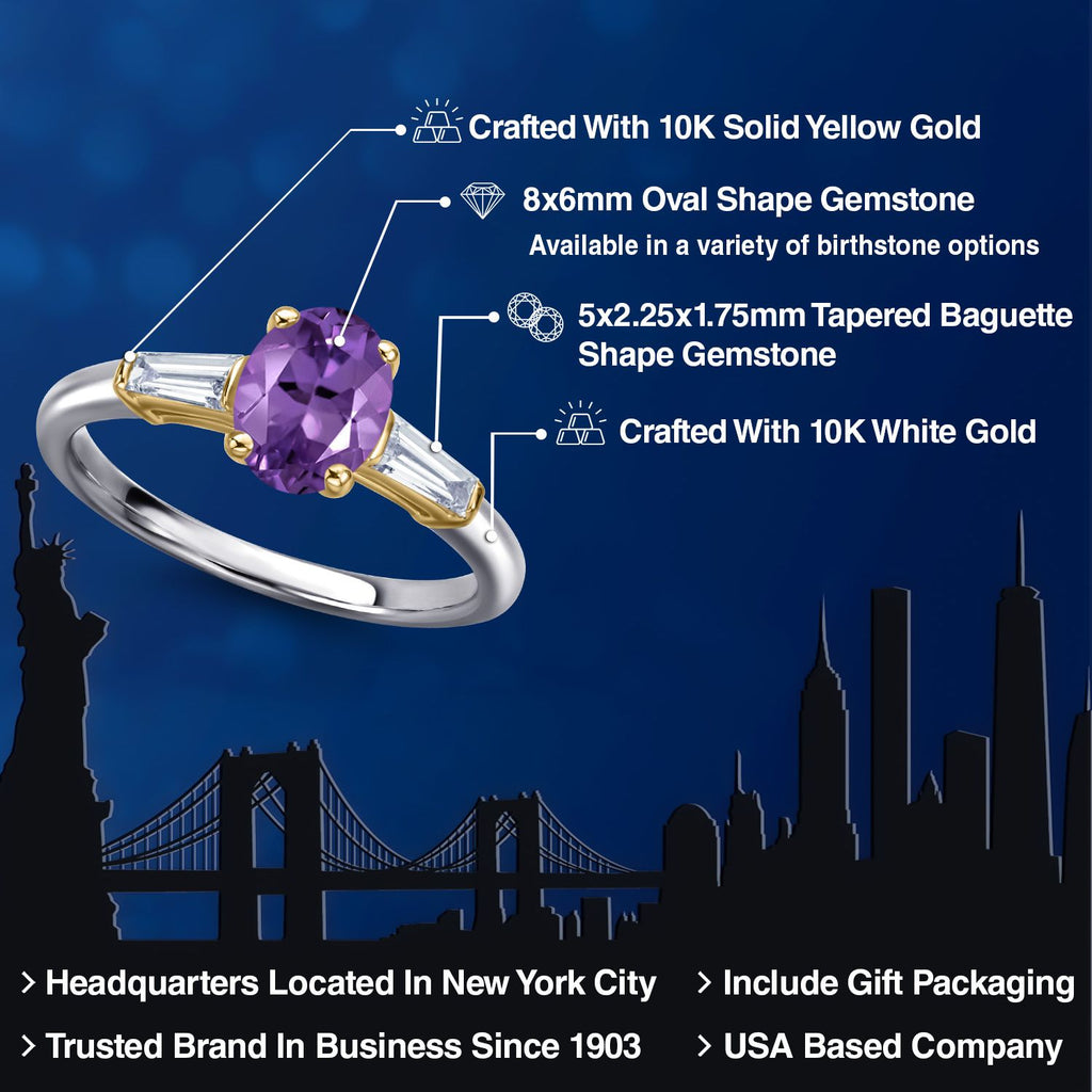 Amethyst and Lab Grown Diamond_5_Ring in 10K Two Tone Gold