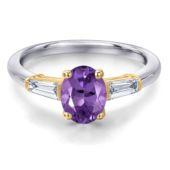 Amethyst and Lab Grown Diamond_5_Ring in 10K Two Tone Gold