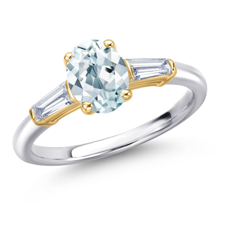 Aquamarine - March_5_Ring in 10K Two Tone Gold