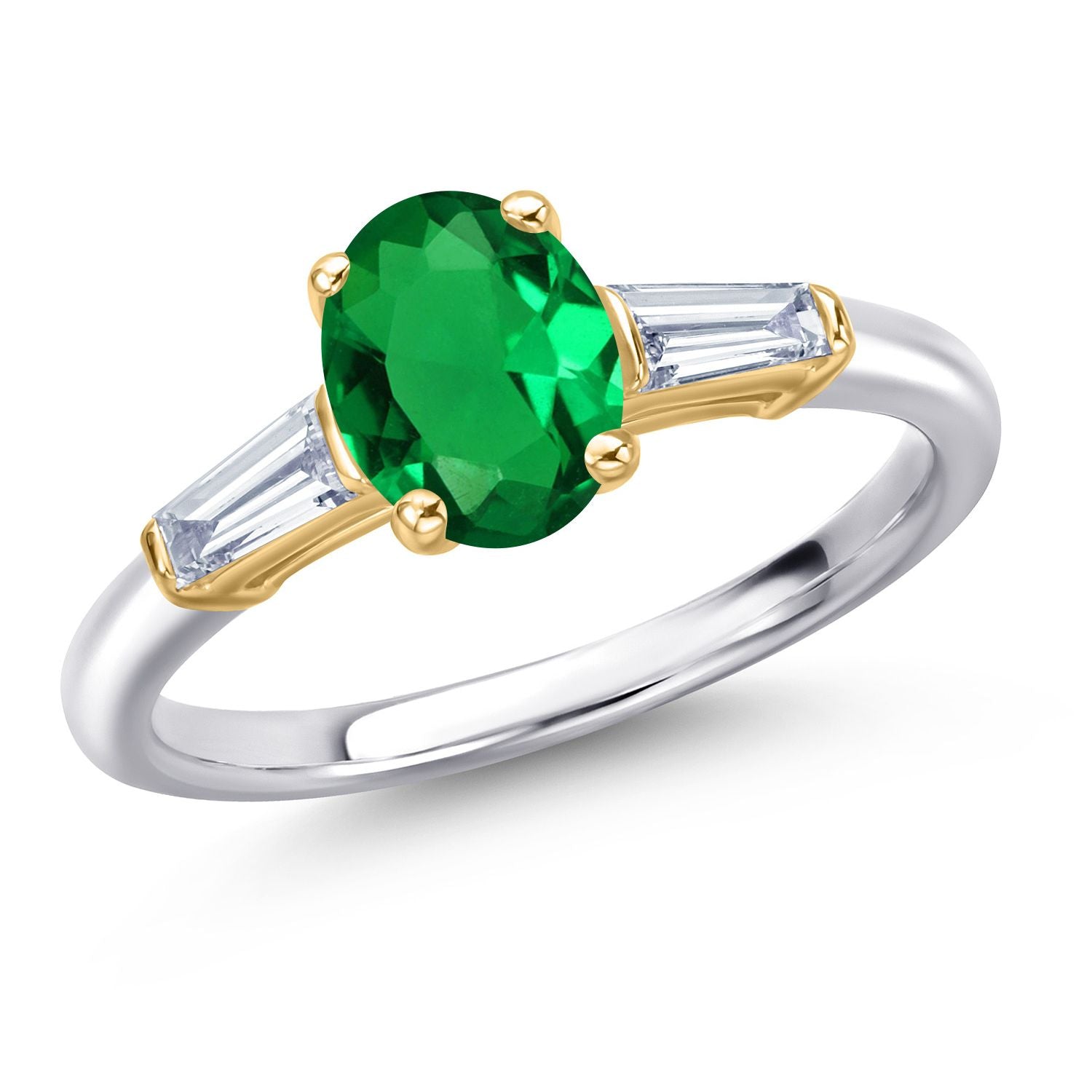Nano Emerald - May_7_Ring in 10K Two Tone Gold