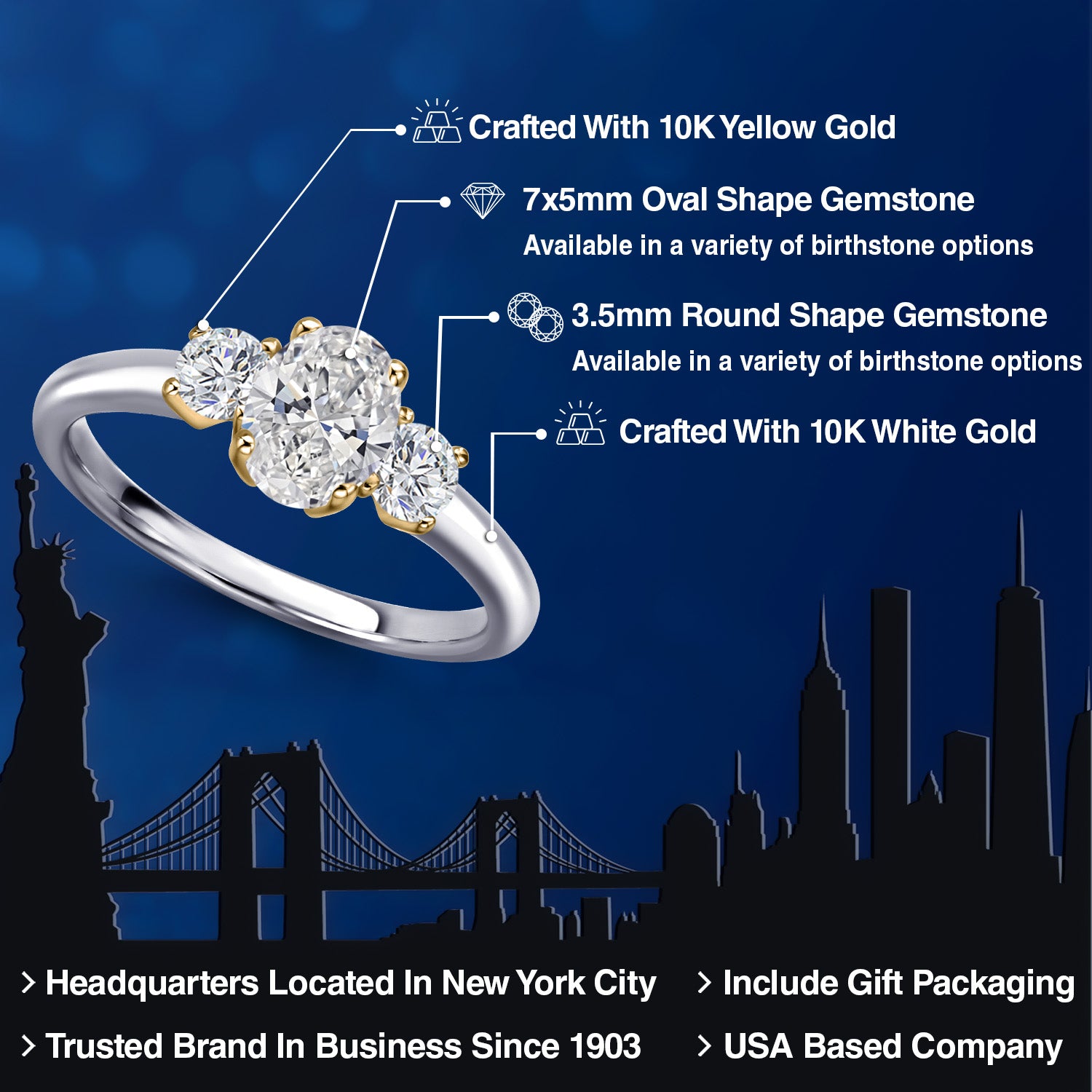 Ring in 10K Two Tone Gold