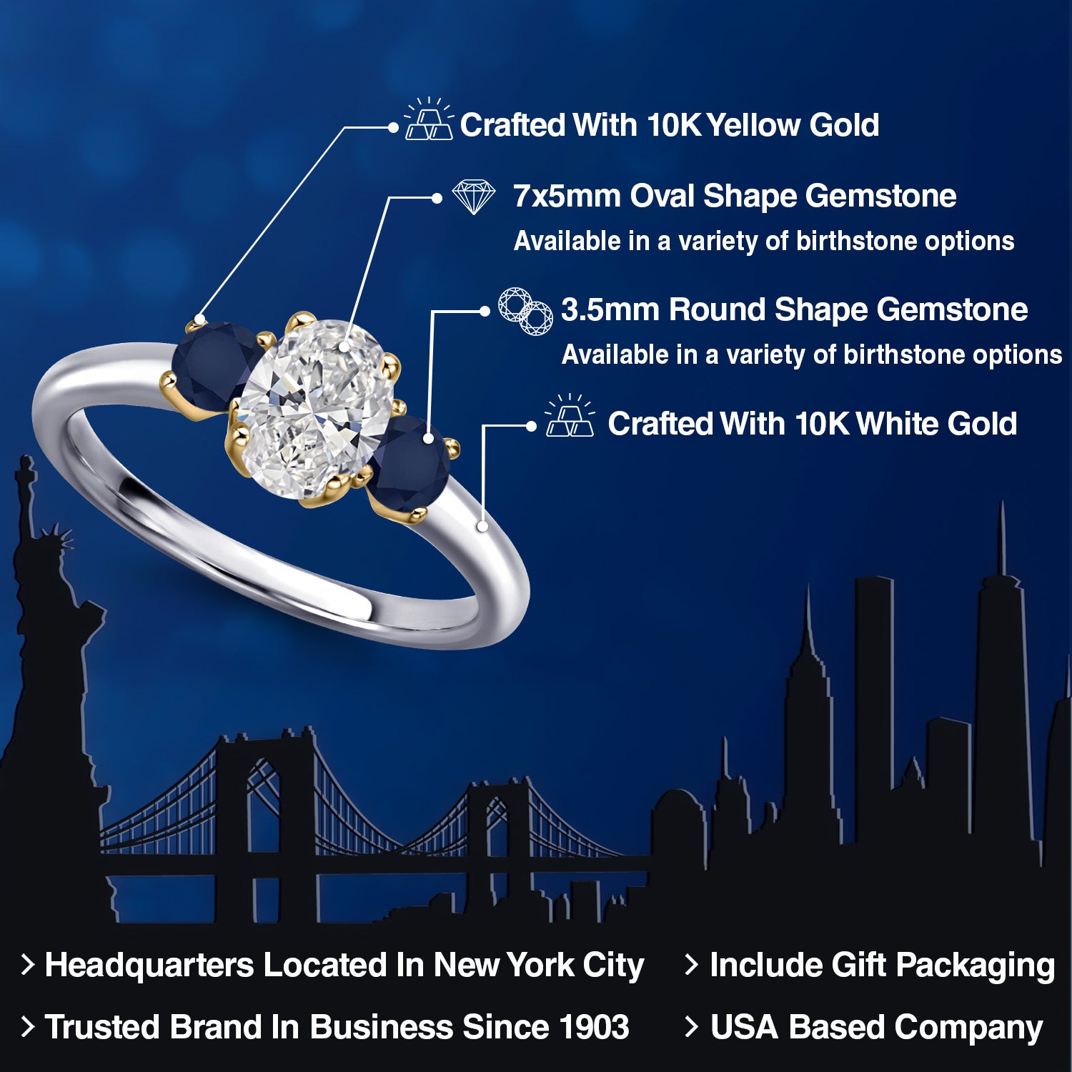 Ring in 10K Two Tone Gold