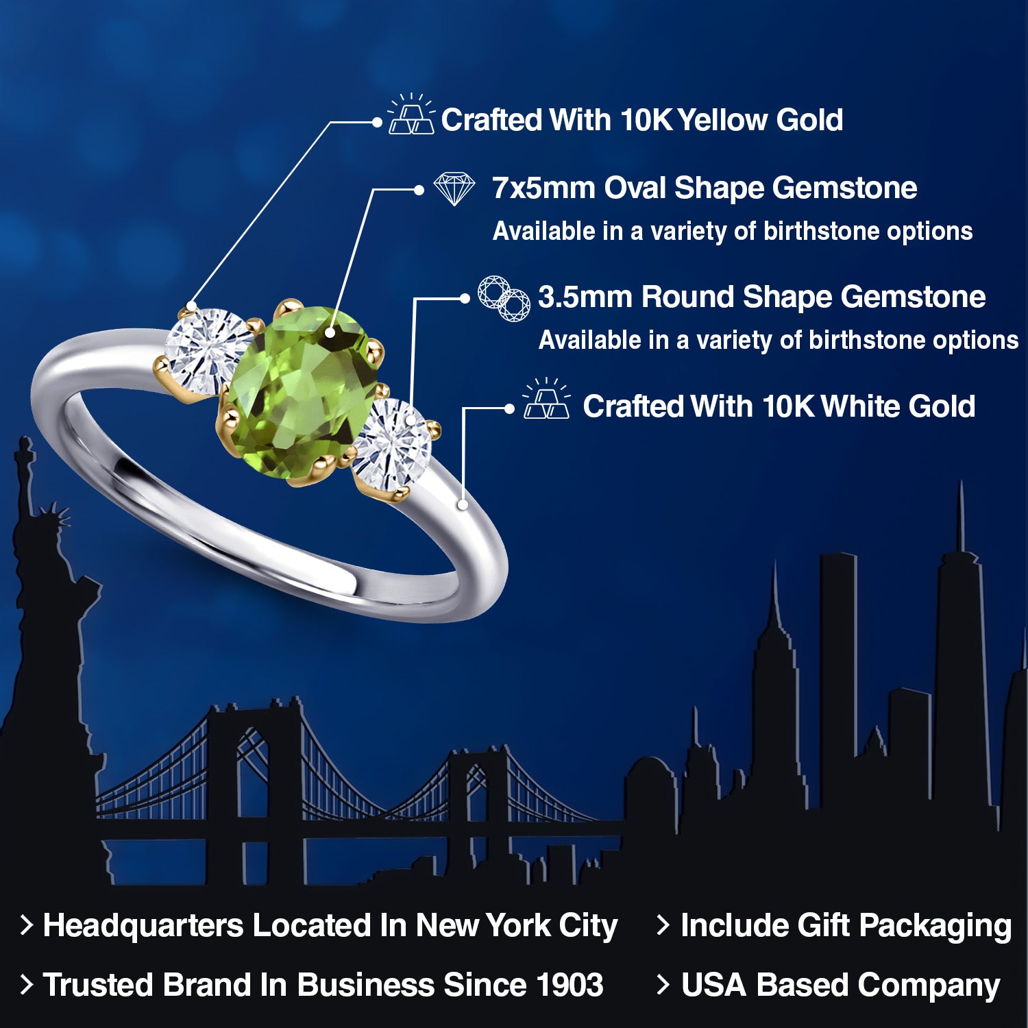 Ring in 10K Two Tone Gold