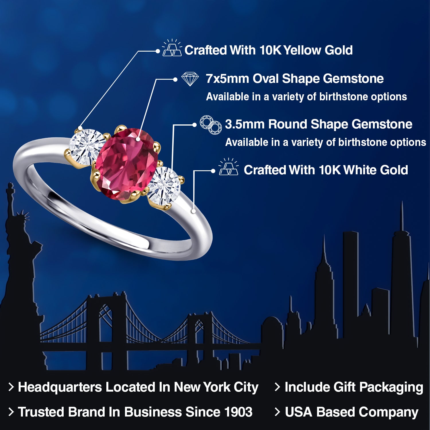 Ring in 10K Two Tone Gold