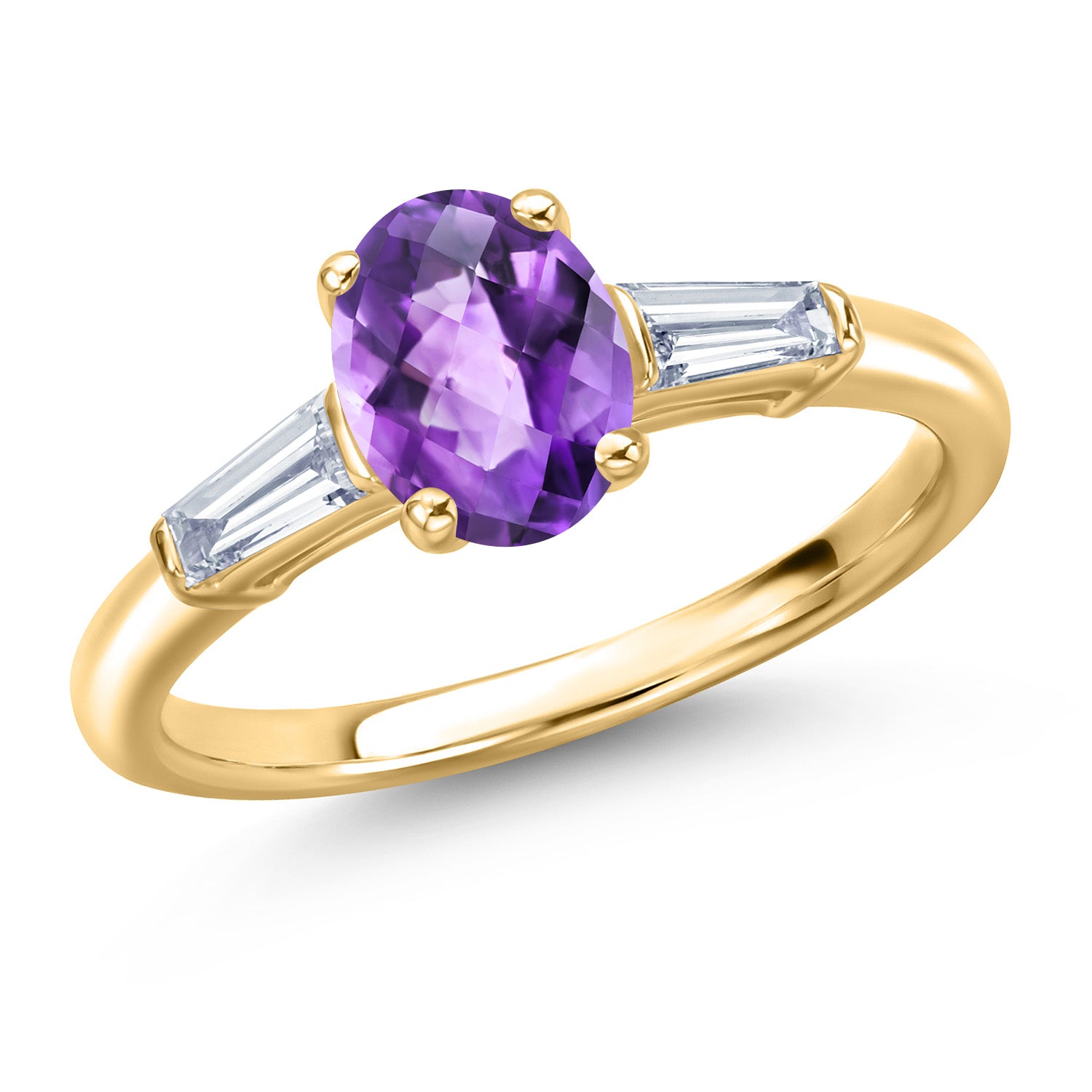 Amethyst-Checkerboard - February_7_Ring in 10K Yellow Gold