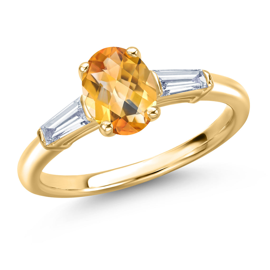 Citrine-Checkerboard - November_8_Ring in 10K Yellow Gold