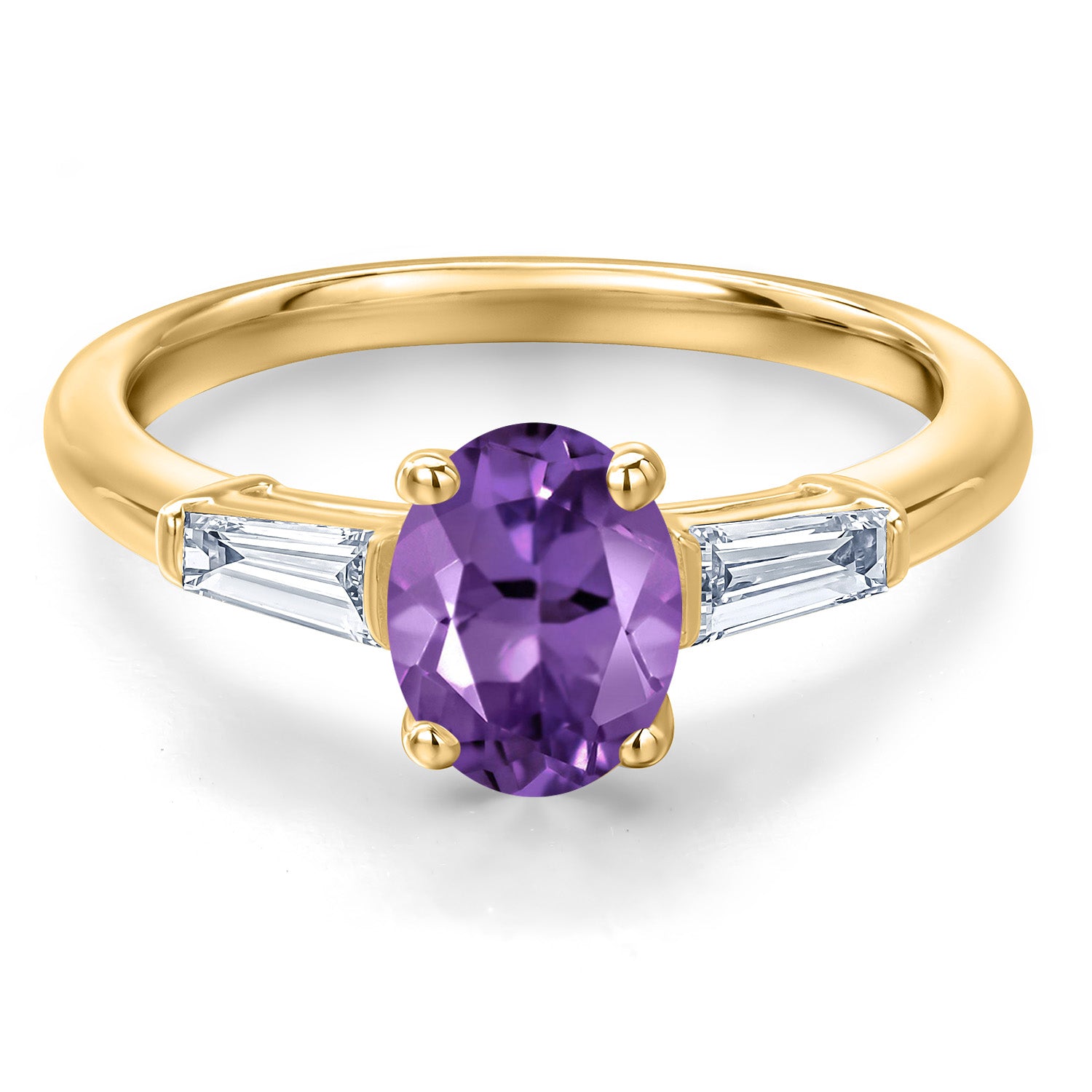 Amethyst and Lab Grown Diamond_5_Ring in 10K Yellow Gold