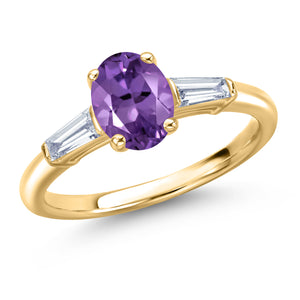 Amethyst and Lab Grown Diamond_5_Ring in 10K Yellow Gold