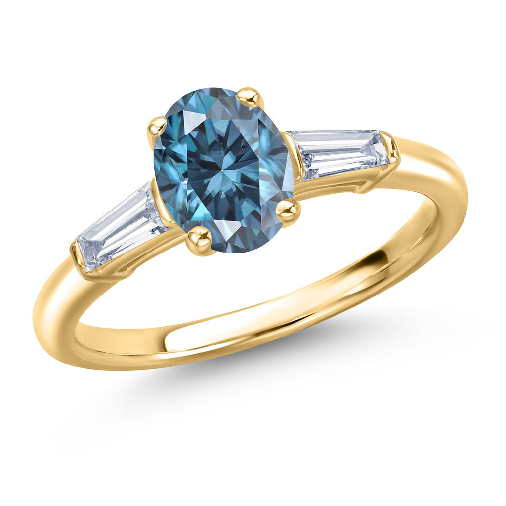 Persian Blue Moissanite - April_5_Ring in 10K Yellow Gold