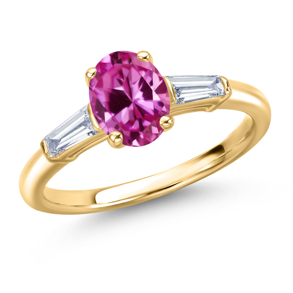 Pink Created Sapphire - September_9_Ring in 10K Yellow Gold