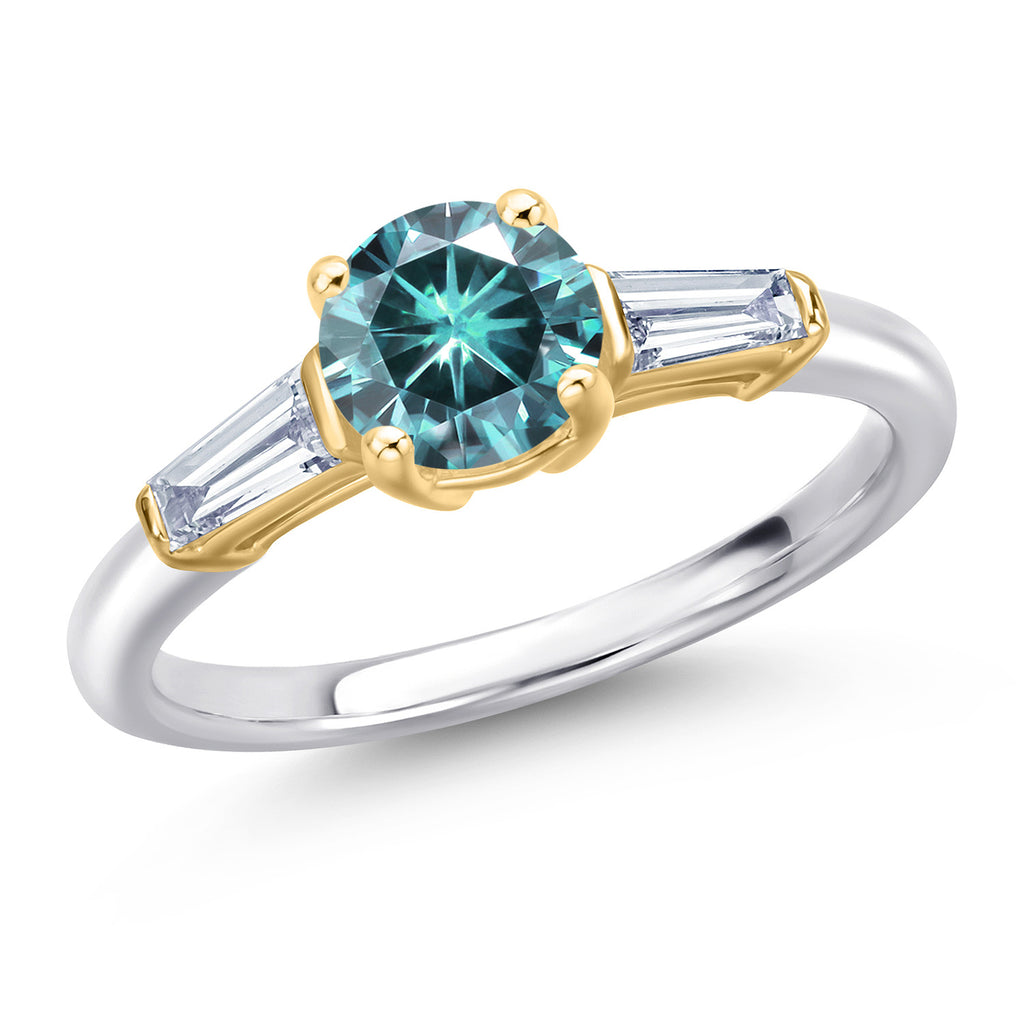 Blue Moissanite - April_9_Ring in 10K Two Tone Gold