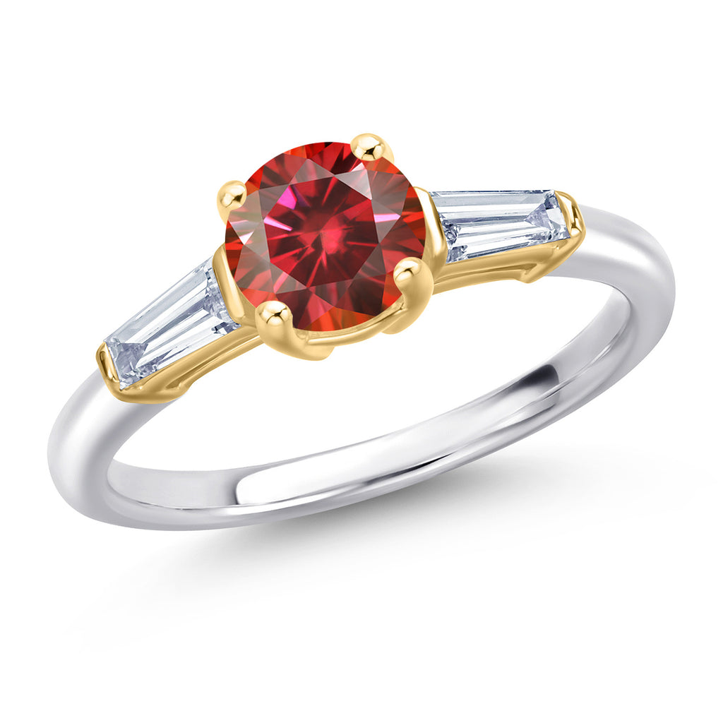 Red Moissanite - April_6_Ring in 10K Two Tone Gold