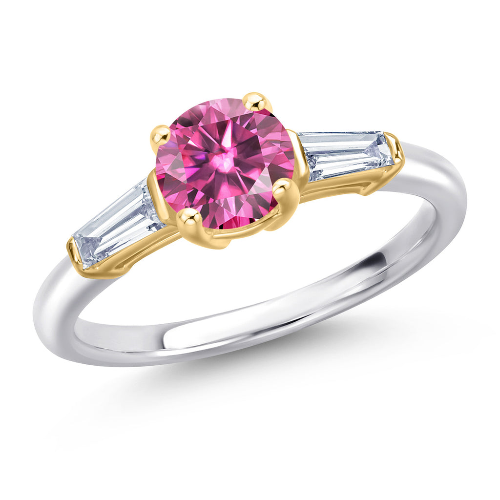 Pink Moissanite - April_9_Ring in 10K Two Tone Gold