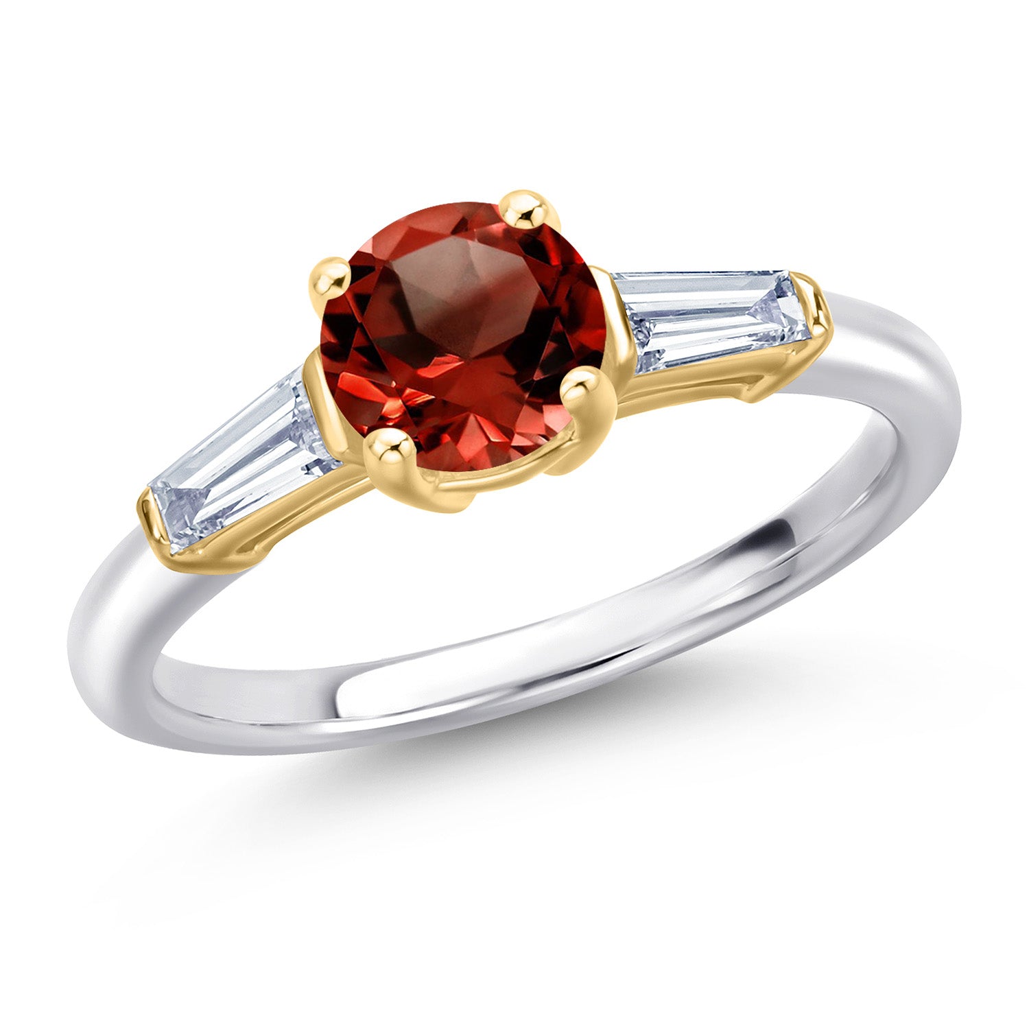 Garnet and Lab Grown Diamond_5_Ring in 10K Two Tone Gold