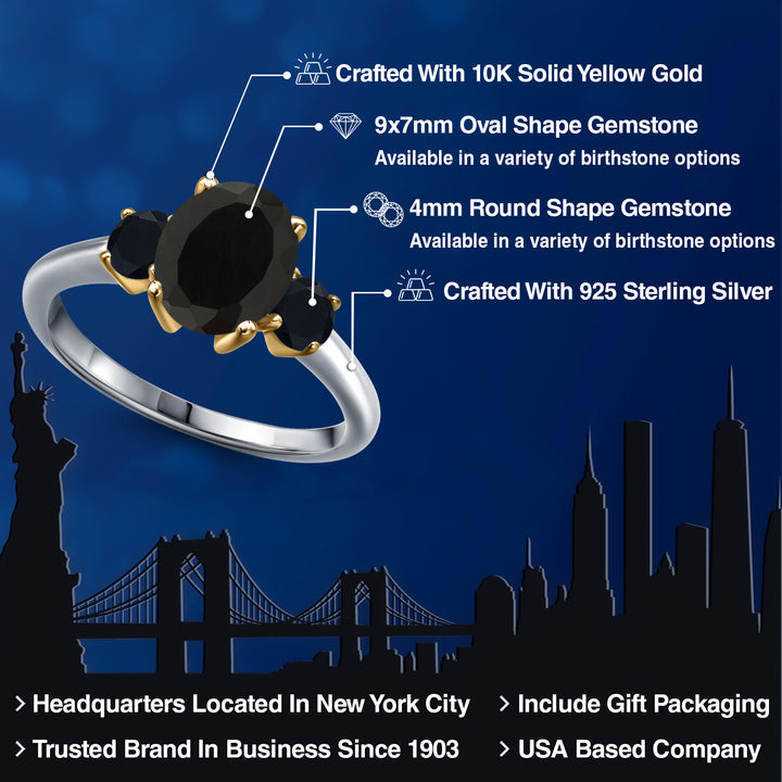 Ring in 925 Sterling Silver and 10K Yellow Gold
