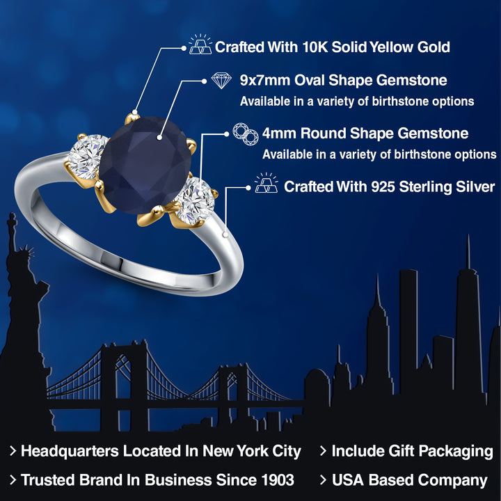 Ring in 925 Sterling Silver and 10K Yellow Gold