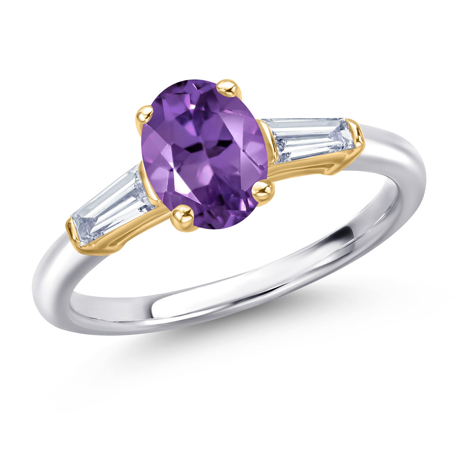 Amethyst - February_6_Ring in 925 Sterling Silver and 10K Yellow Gold