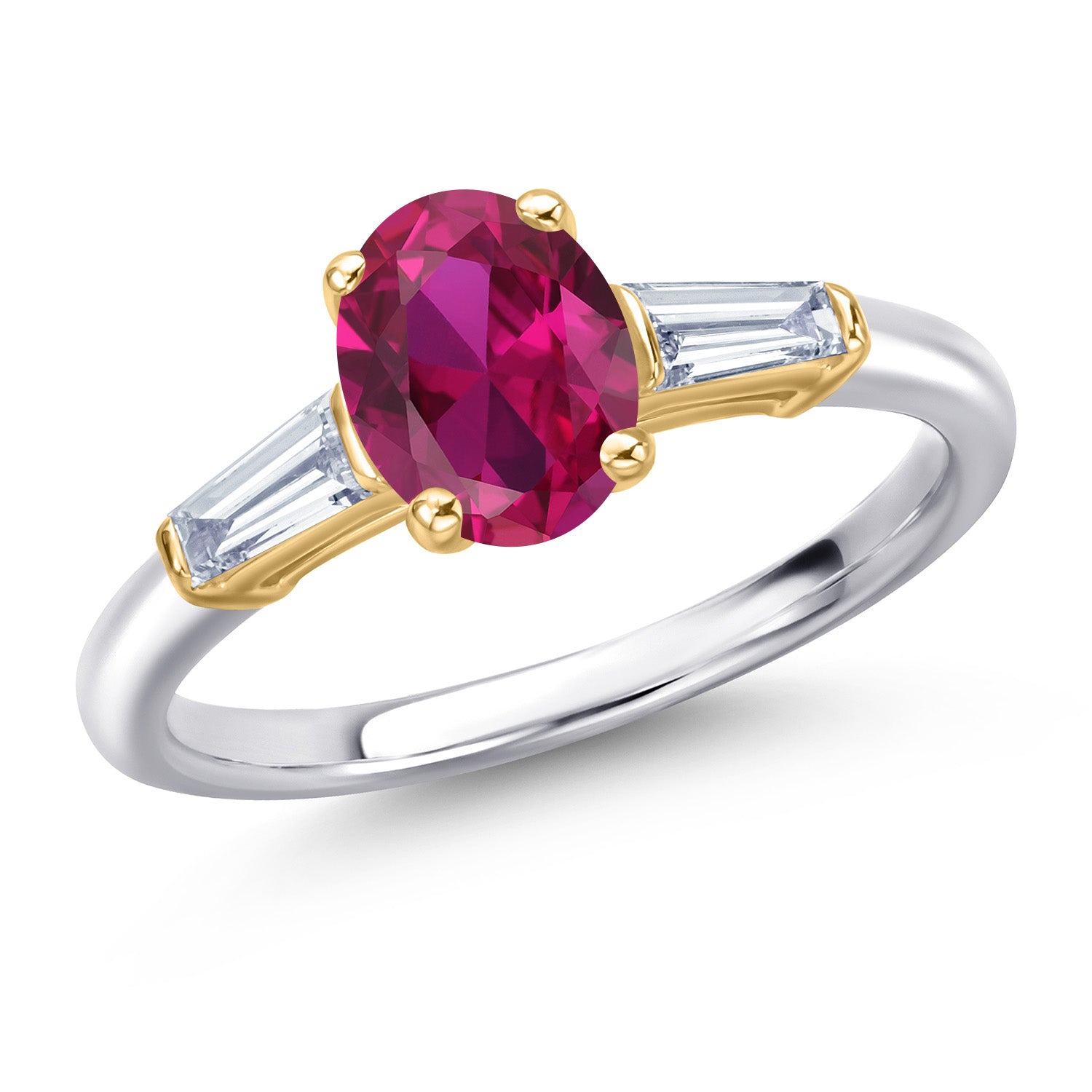 Created Ruby - July_7_Ring in 925 Sterling Silver and 10K Yellow Gold