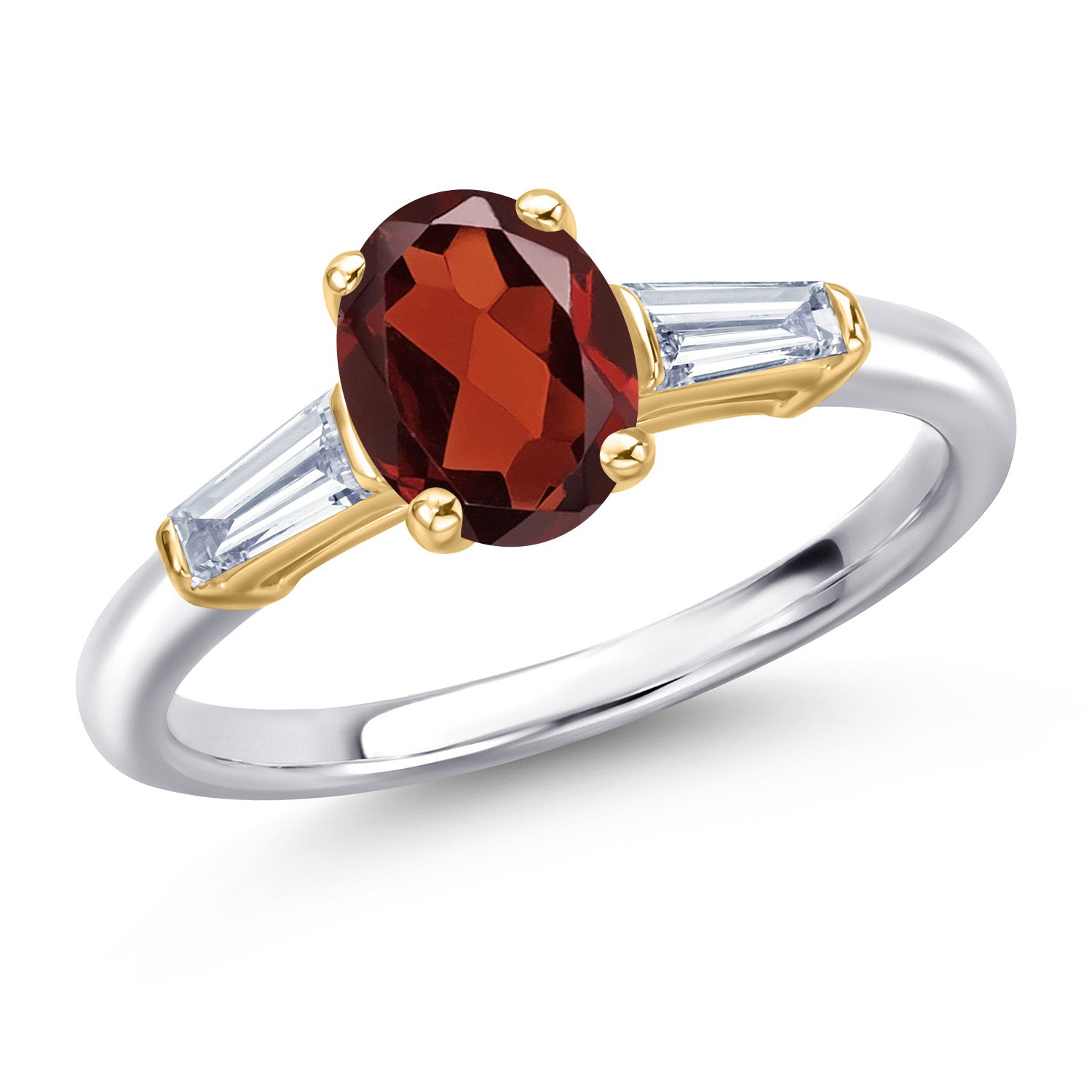 Garnet - January_8_Ring in 925 Sterling Silver and 10K Yellow Gold